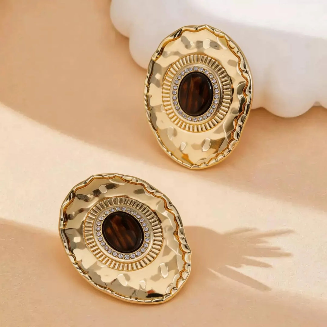 Oval Resin Halo Earrings