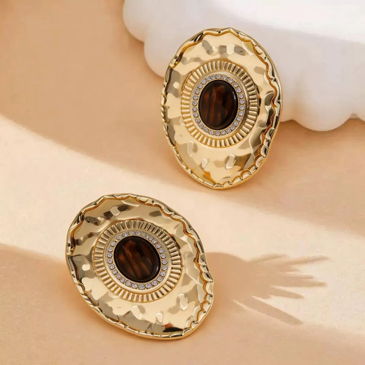 Oval Resin Halo Earrings