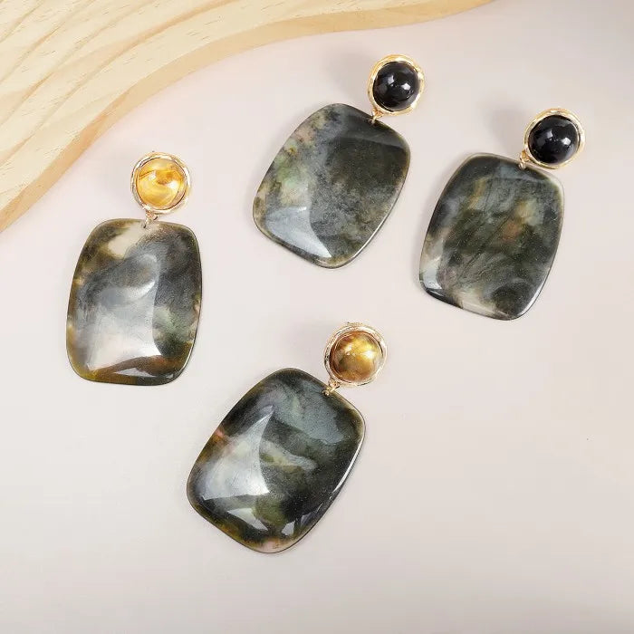 Resin Stone Drop Earrings