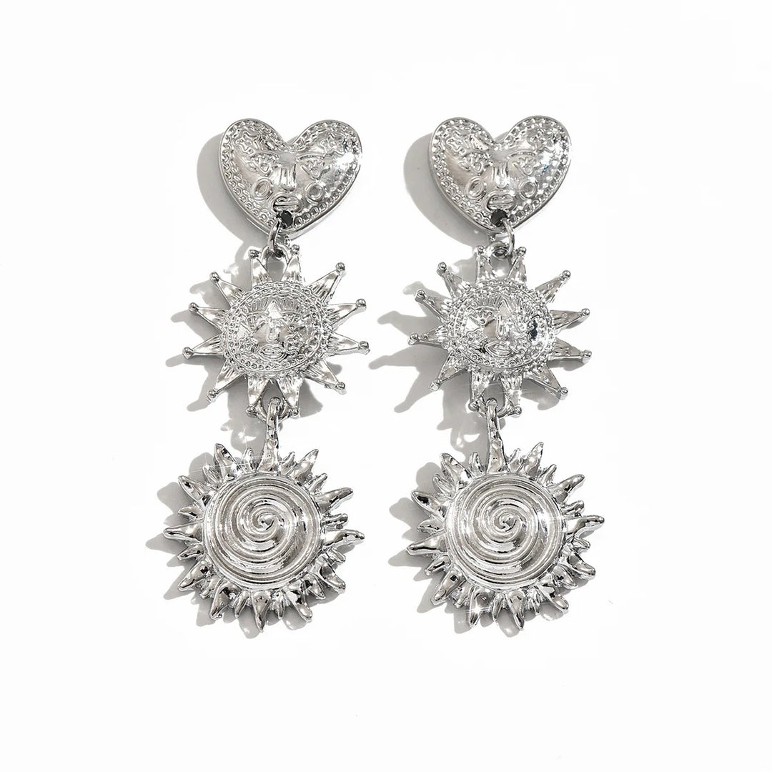 Sunburst Medallion Drop Earrings