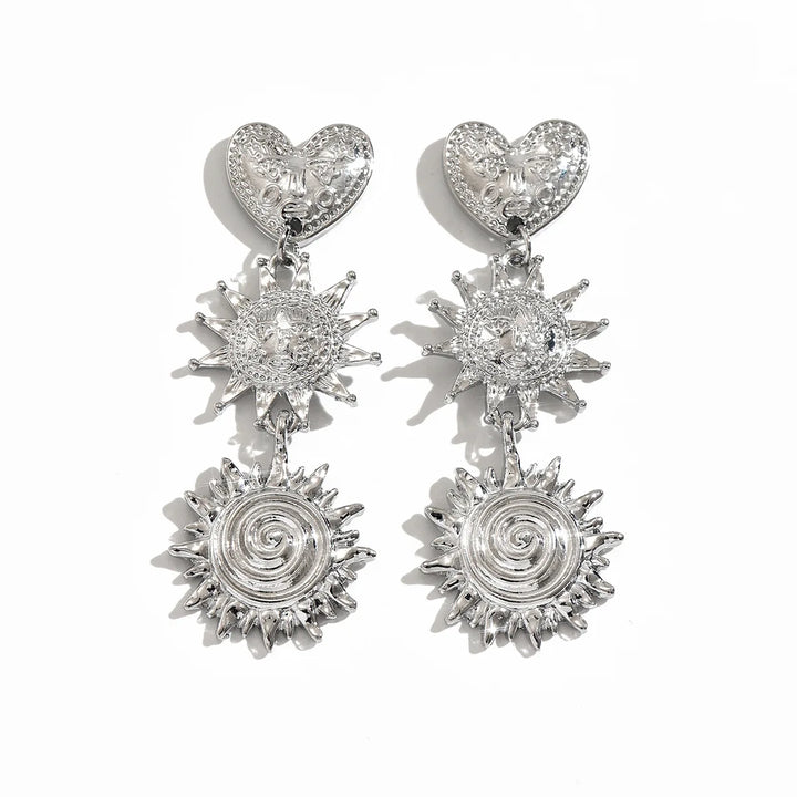 Sunburst Medallion Drop Earrings