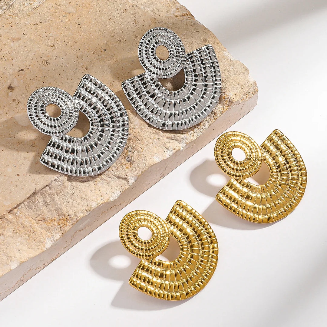 Fanned Spring Stud Earrings