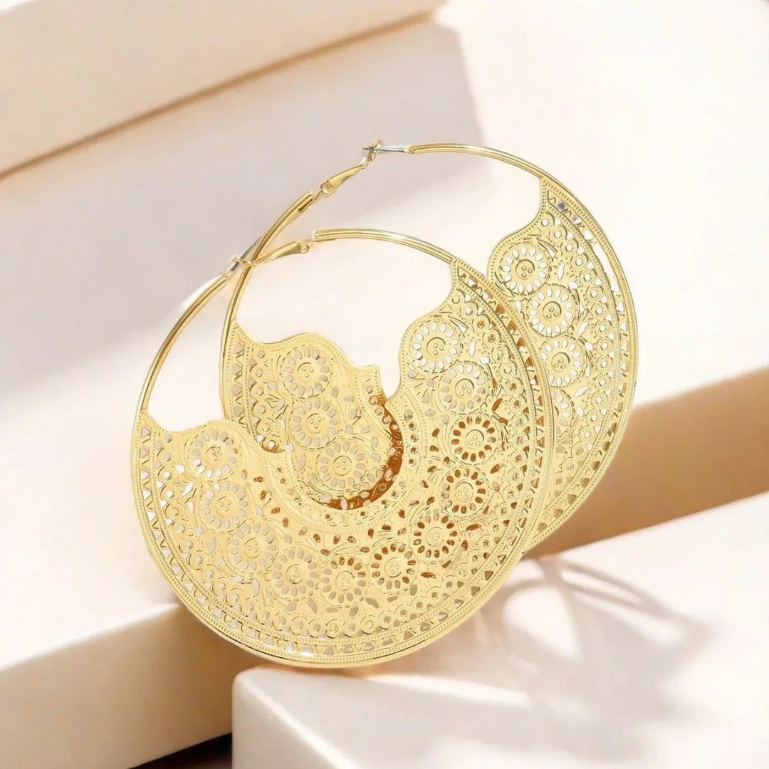 Crescent Gilt Statement Hoops