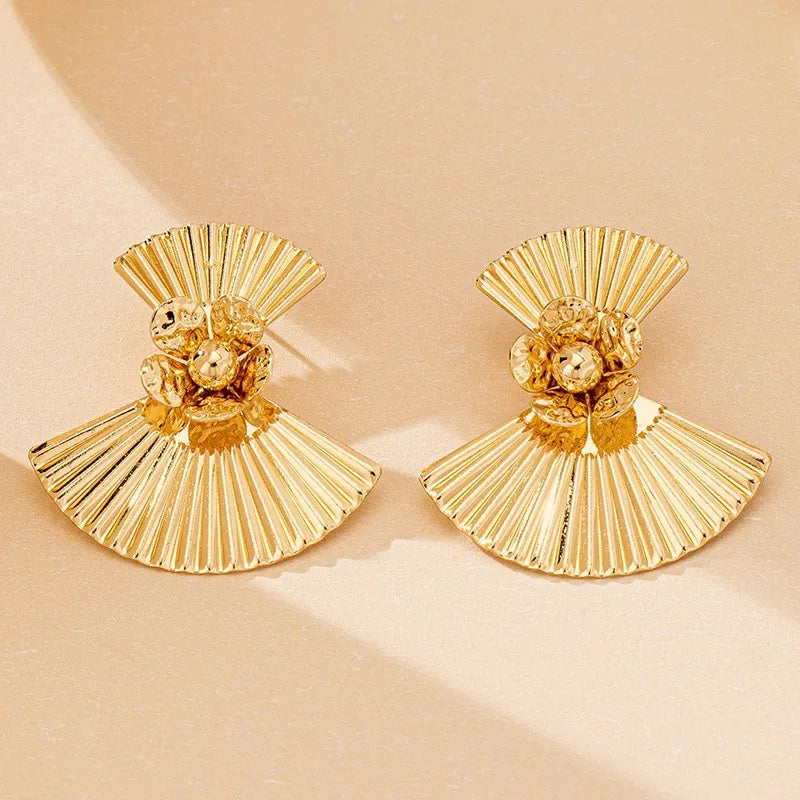 Pleated Fan Drop Earrings
