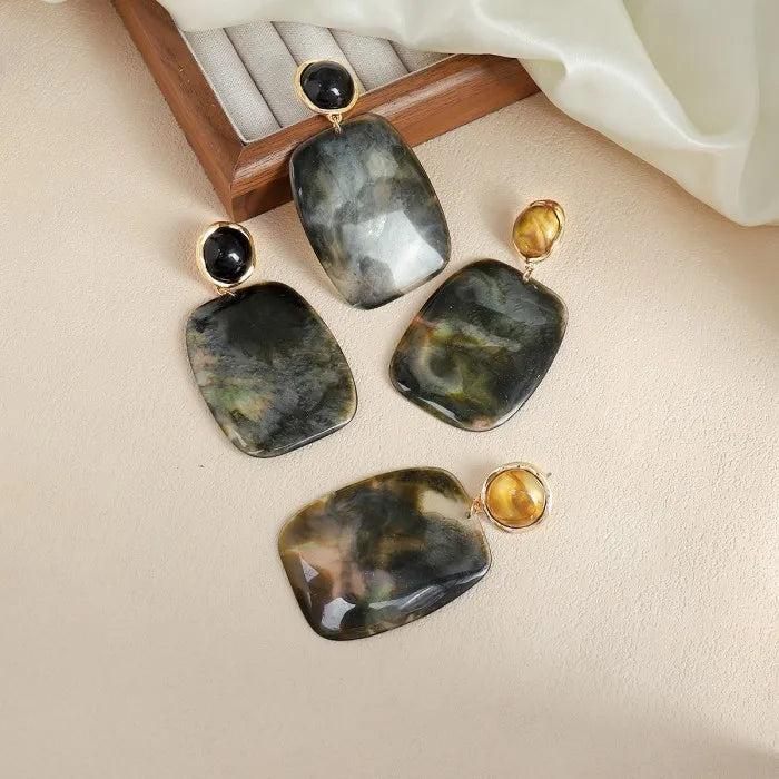 Resin Stone Drop Earrings
