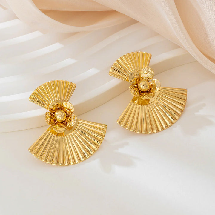 Pleated Fan Drop Earrings