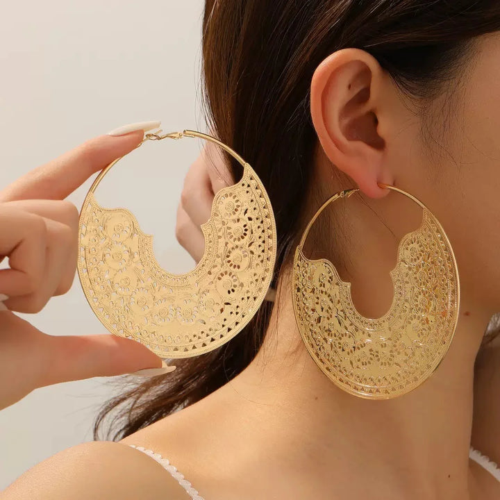 Crescent Gilt Statement Hoops