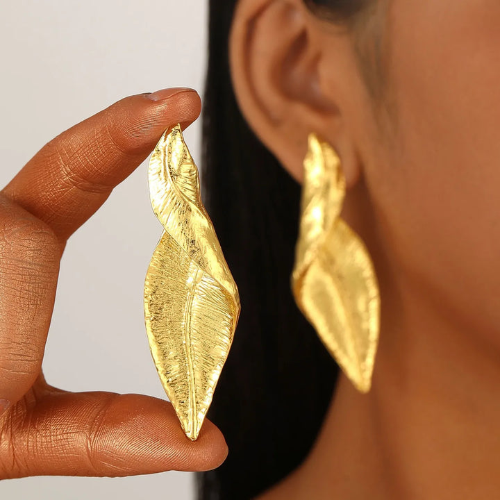 Gilded Leaf Drop Earrings