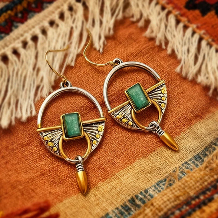 Boho Green Carved Earrings