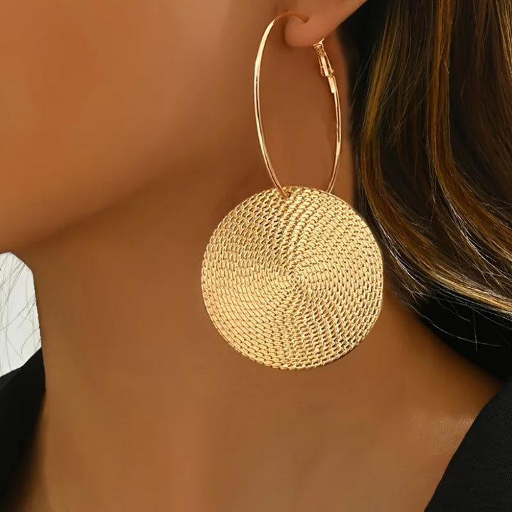 Fluted Disc Hoop Earrings