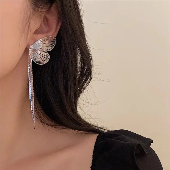 Butterfly Wing Tassel Earrings