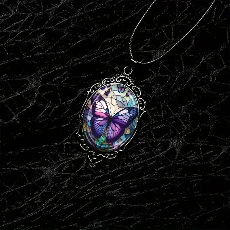 Luminous Butterfly Cameo Necklace