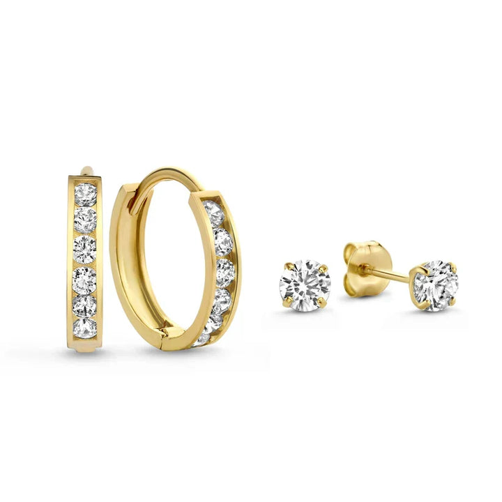 Dara Brillane Stone Earrings Set (White Gold)