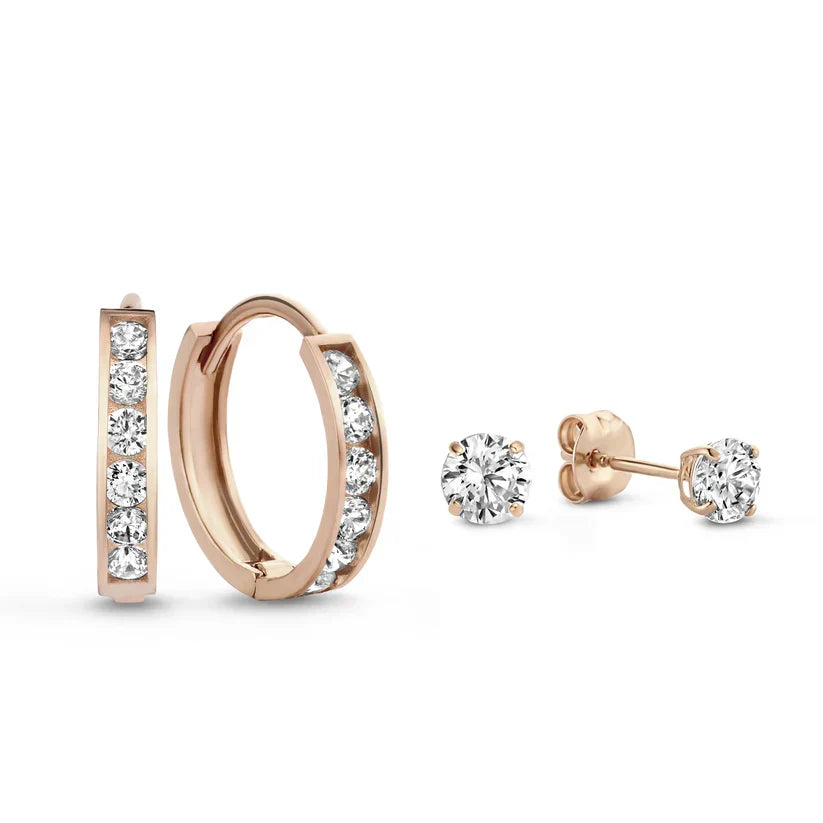 Dara Brillane Stone Earrings Set (White Gold)