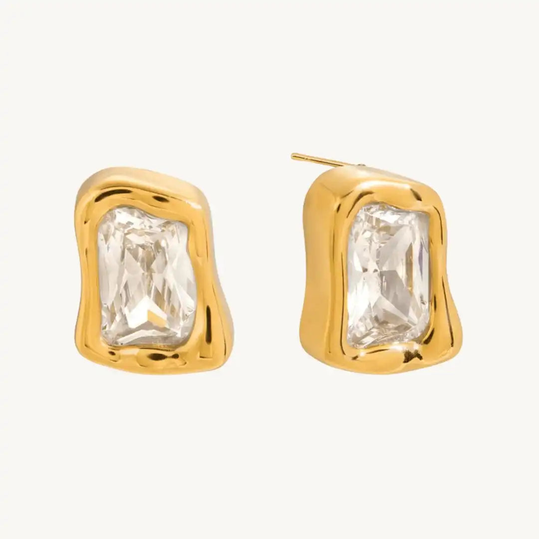 Timeless Gold Square Cubic Zirconia Earrings