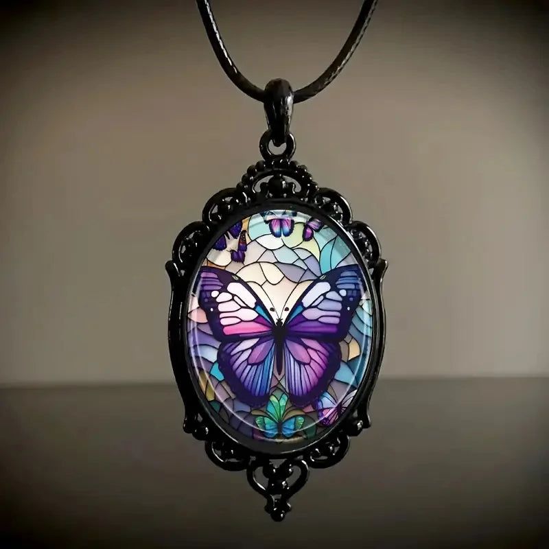 Luminous Butterfly Cameo Necklace