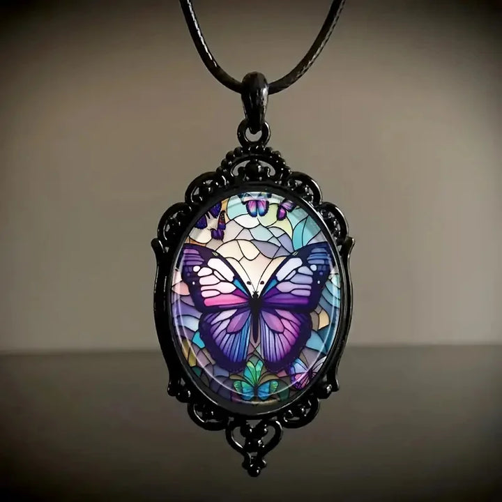 Luminous Butterfly Cameo Necklace