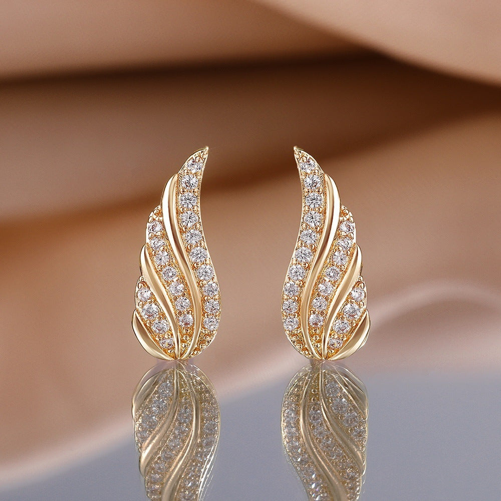 Modern Leaf Pave Earrings