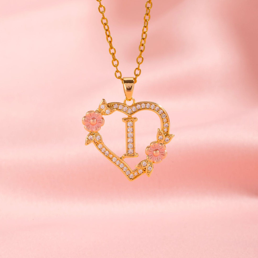 Floral Charm Initial Necklace
