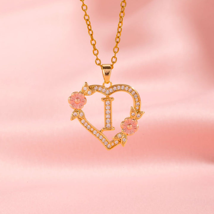 Floral Charm Initial Necklace