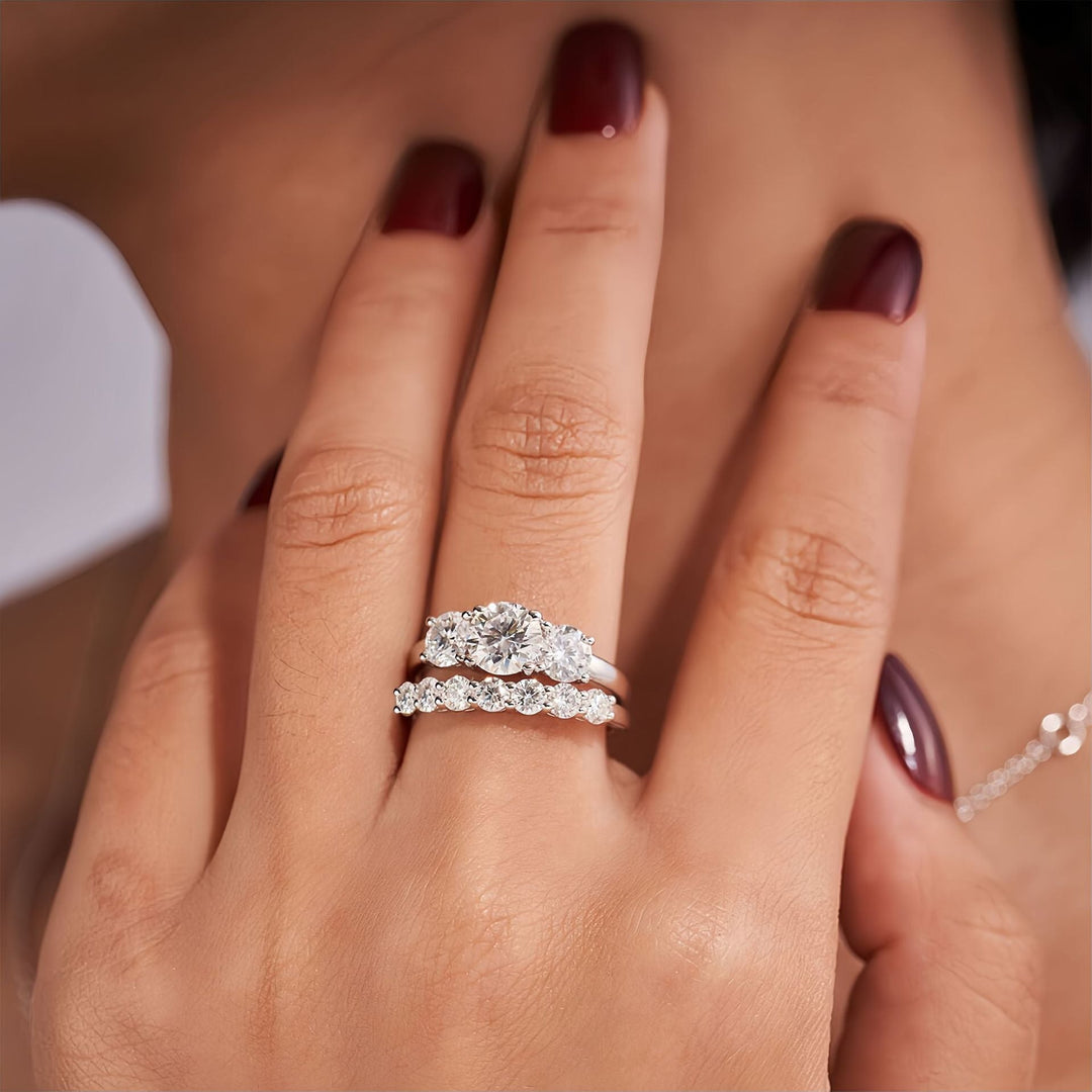 Three-Stone & Half Eternity Crystal Ring