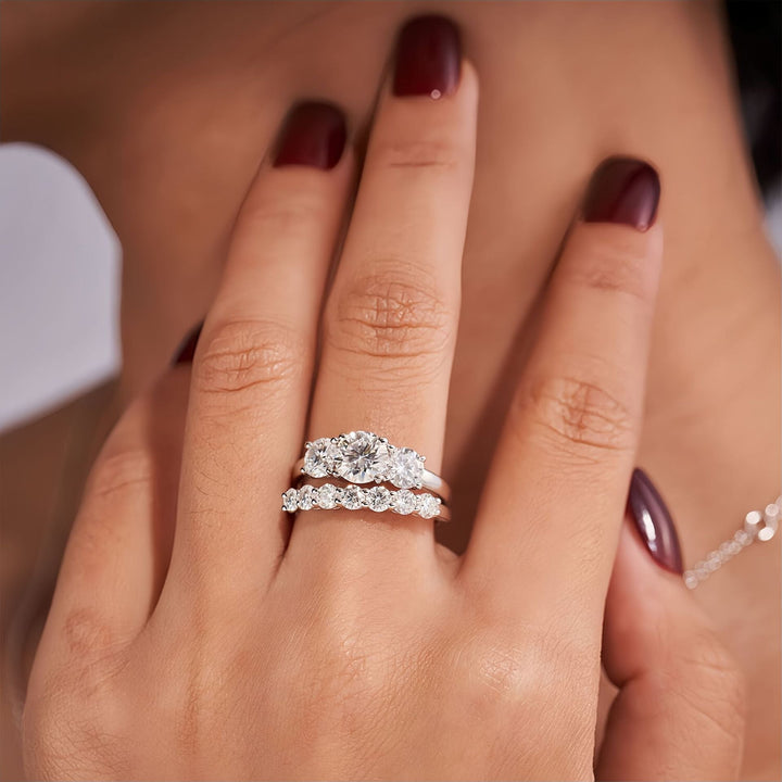 Three-Stone & Half Eternity Crystal Ring