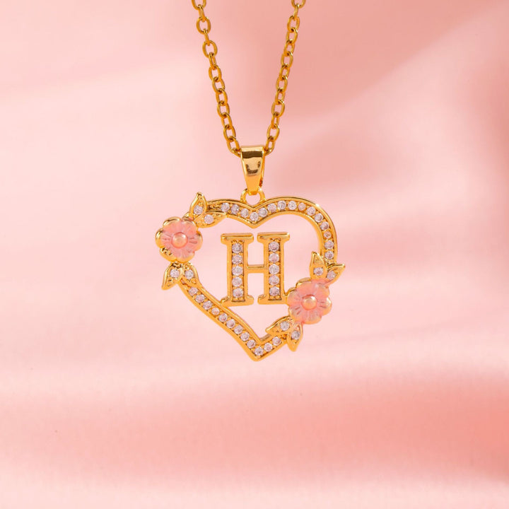 Floral Charm Initial Necklace