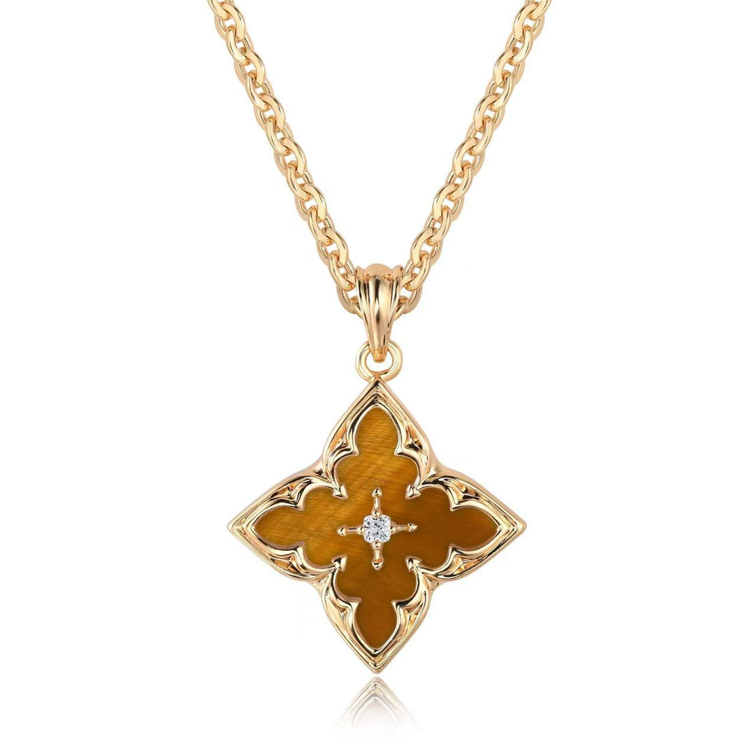 Blue Clover Pendant Necklace