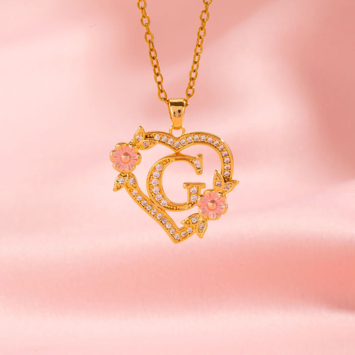 Floral Charm Initial Necklace