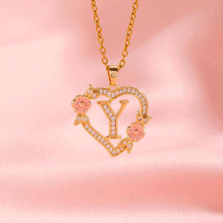 Floral Charm Initial Necklace