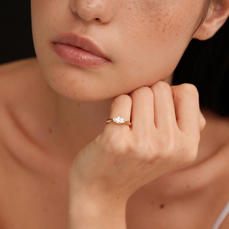 Marquise Solitaire Crystal Ring