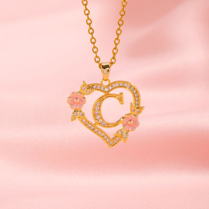 Floral Charm Initial Necklace