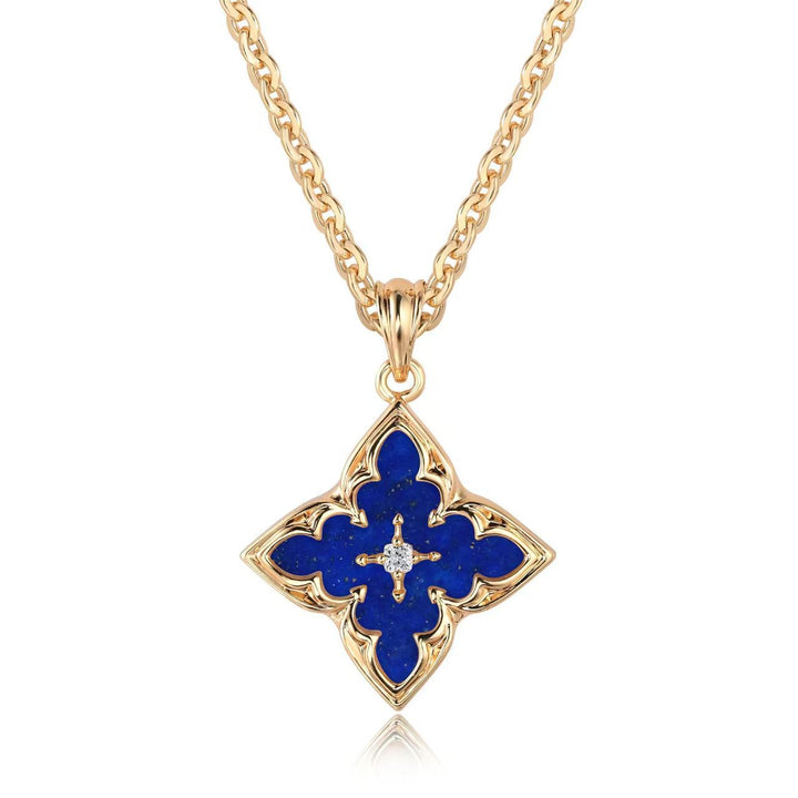 Blue Clover Pendant Necklace