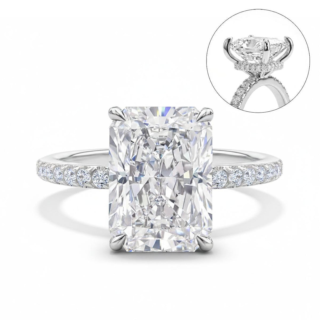 Radiant Cut Crystal Ring Set