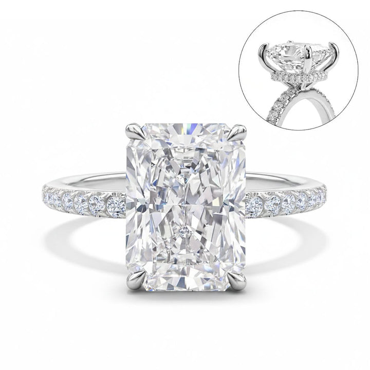 Radiant Cut Crystal Ring Set
