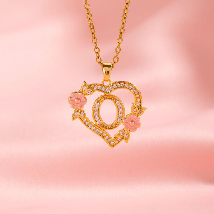 Floral Charm Initial Necklace