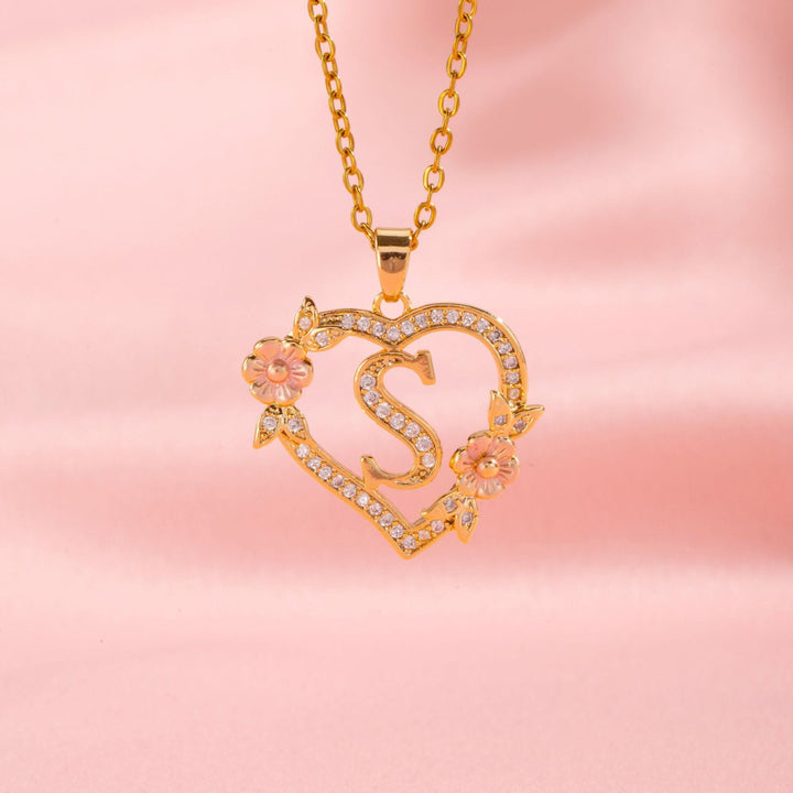 Floral Charm Initial Necklace