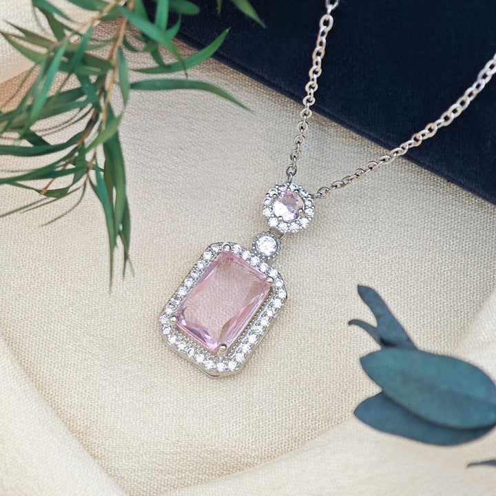 Rose Pave Pendant Necklace