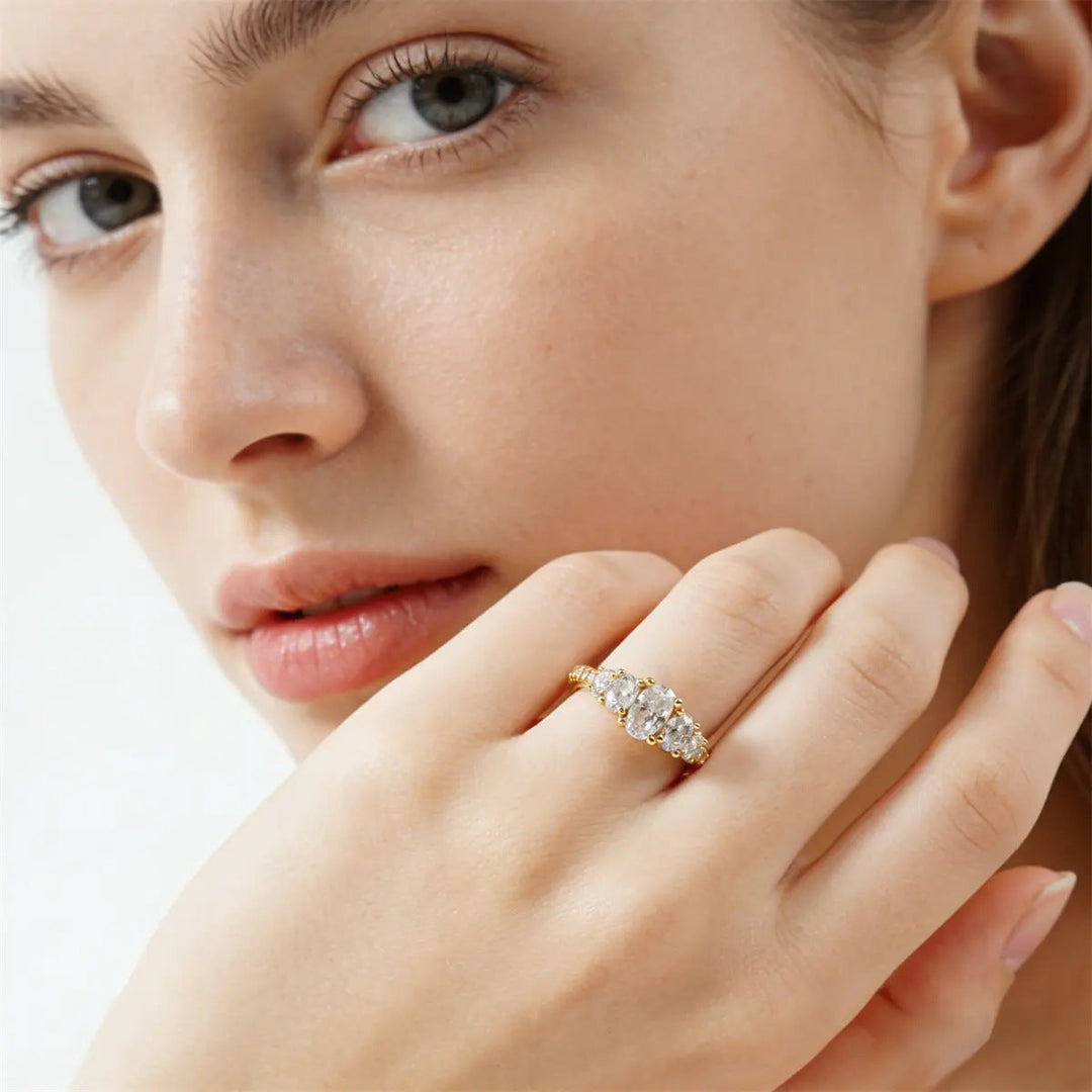 Oval Cut Five-Stone Crystal Ring