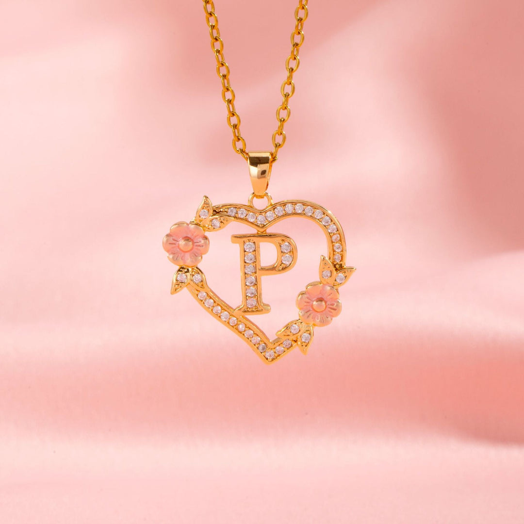 Floral Charm Initial Necklace