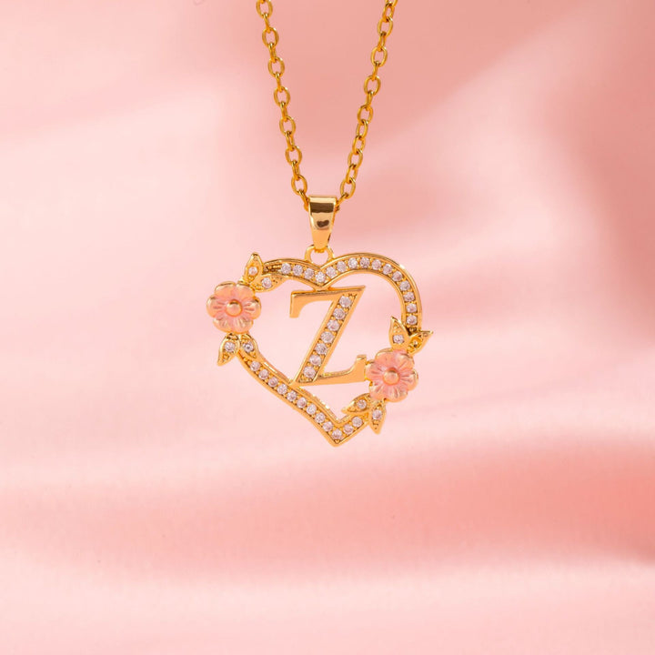 Floral Charm Initial Necklace