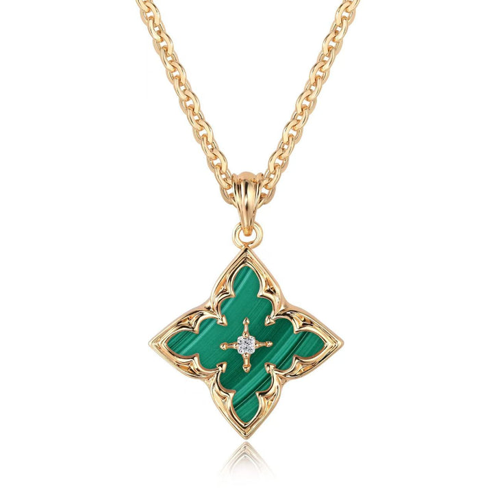 Blue Clover Pendant Necklace