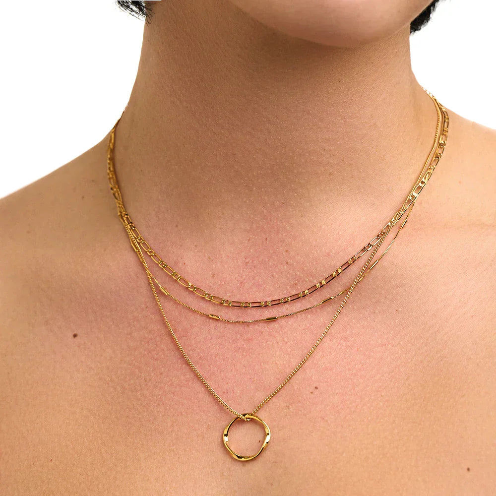 Open Circle Three Row Necklace