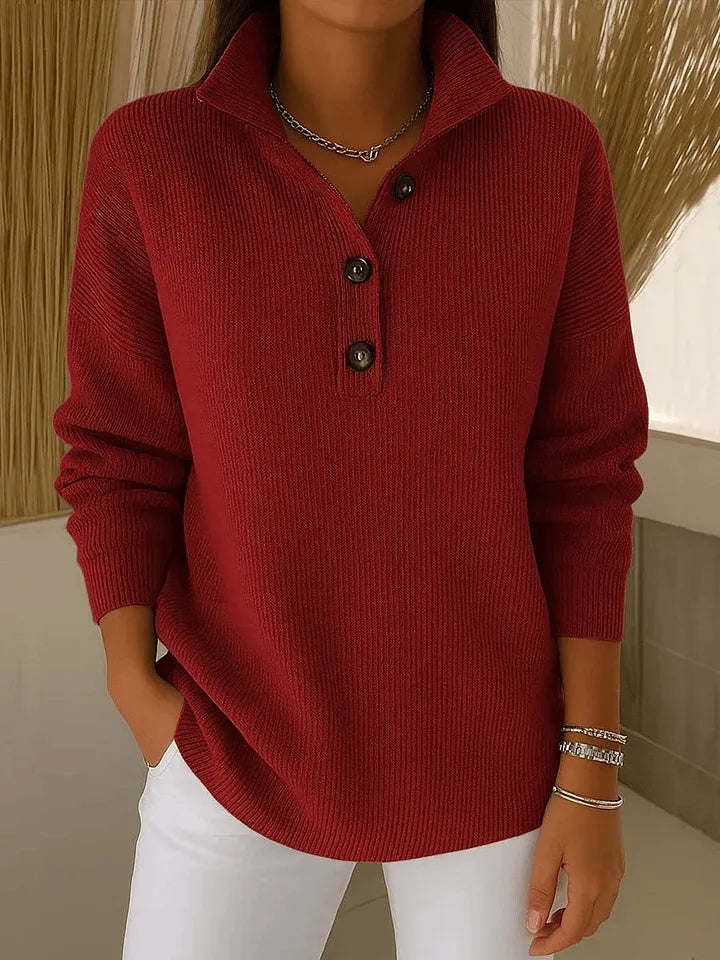 Suzanne | Notched Polo Collar Jumper