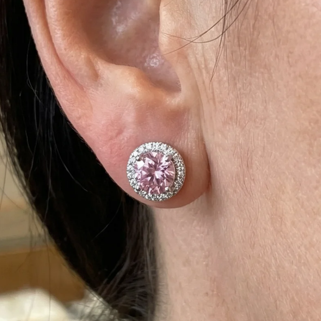Pink Round Pave Studs