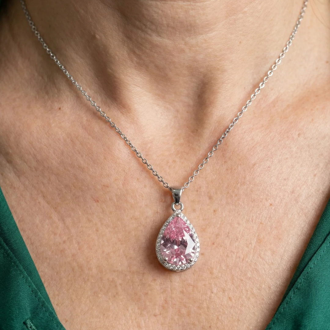 Pink Teardrop Necklace