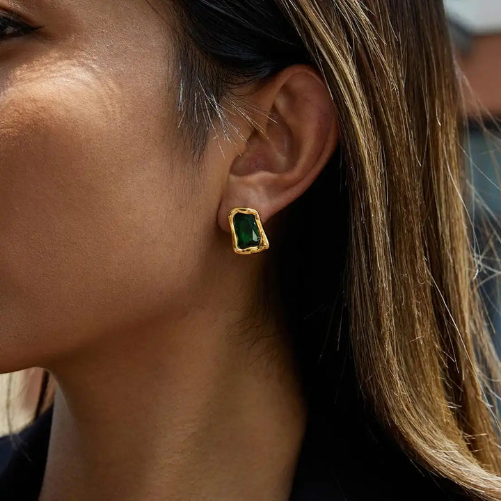 Timeless Gold Square Cubic Zirconia Earrings