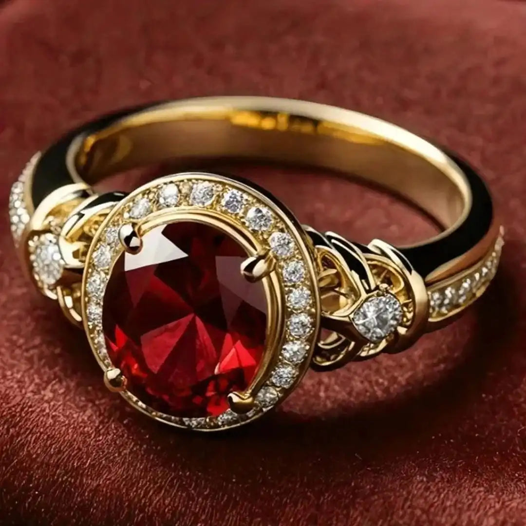 Ruby Halo Knot Ring