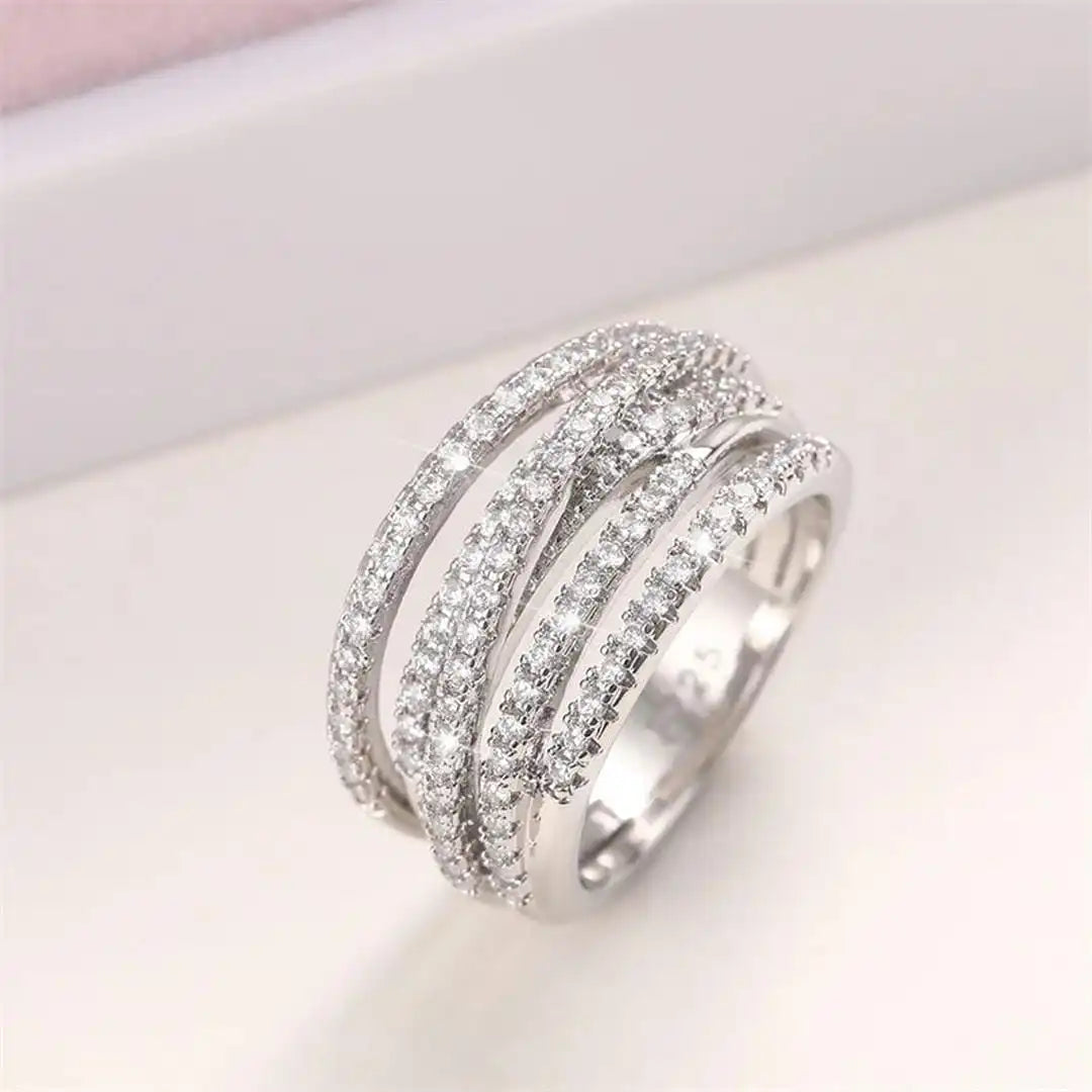 Layered Cubic Zirconia Cross Ring