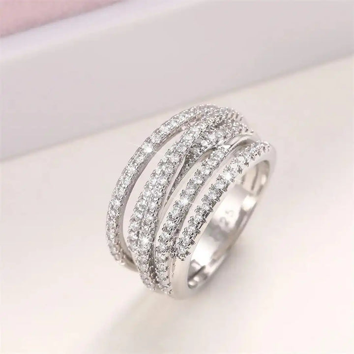 Layered Cubic Zirconia Cross Ring